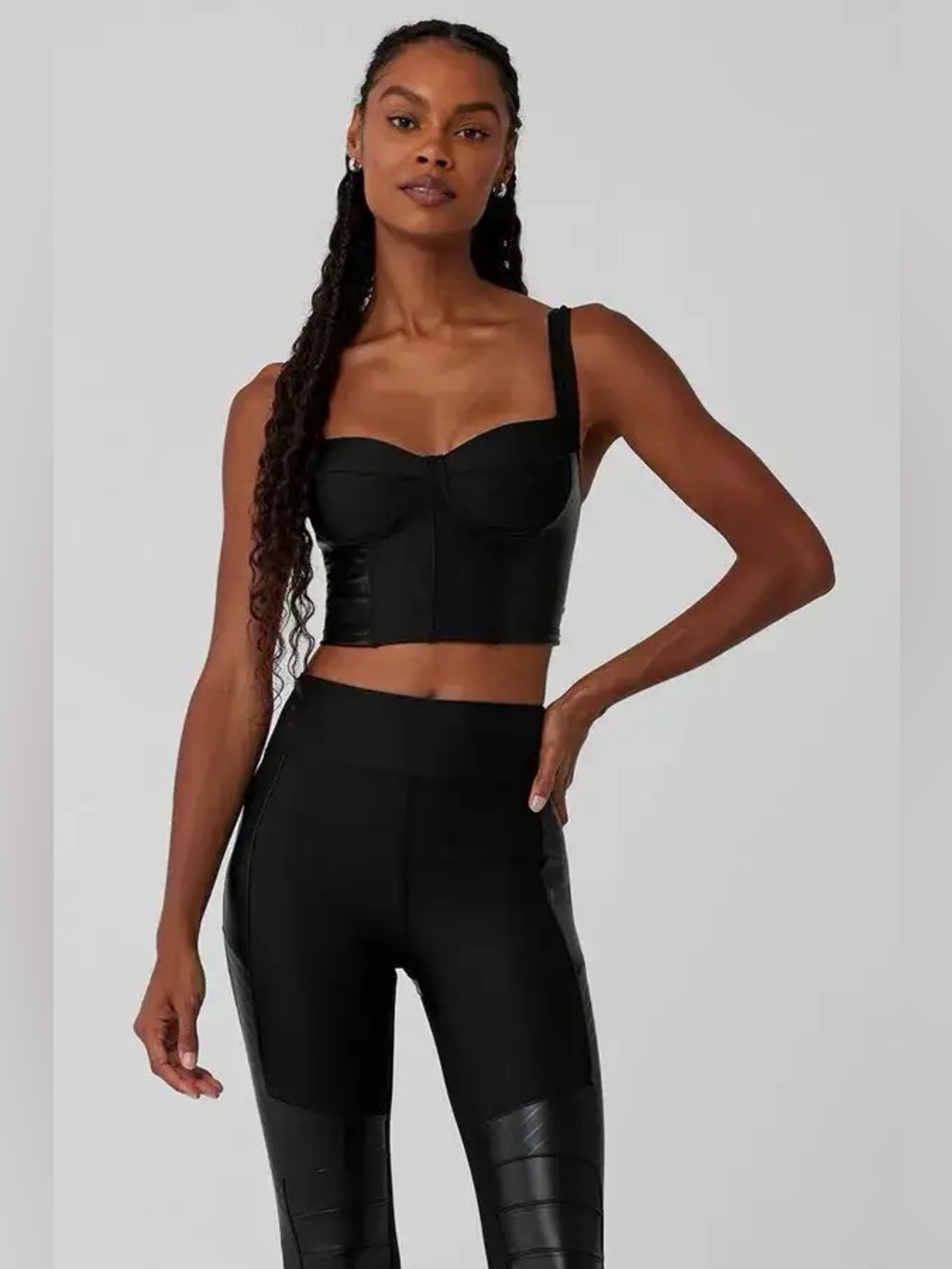 Alo Yoga Longline Winter Warm Cropped SuperMoto Tank Top in Black S NWOT
